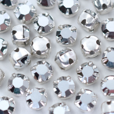 Strass Engrampado para costura Preciosa Prata Cristal Labrador Niquel SS30  6,4mm