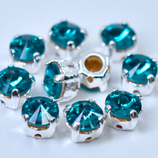 Strass Rivolli Engrampado Preciosa para costura Blue Zircon Niquel SS30  6,4mm