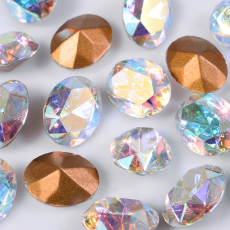 Strass Oval Swarovski® art. 4130/2 base cônica Cristal Aurora Boreal 8x6mm