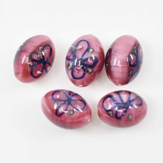 Conta de Vidro Artesanal Preciosa® Ornela Oval Relevo Bordo (9613) 14x10mm