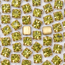 Strass Engrampado para costura LDI Cristais Olivine Ouro Velho SS12  3,00mm