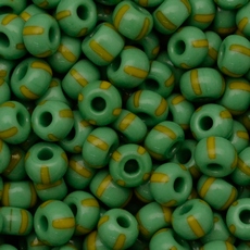Micanga Preciosa Ornela Verde 4 Tiras Amarelo Rajado Fosco 53800 20 aprox. 6,1mm