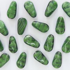 Conta de Vidro Preciosa® Ornela Ameixa Verde Preto (26507) 25x13mm