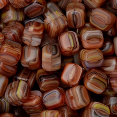 Conta de Vidro Preciosa® Ornela Cubo Branco Amarelo Vermelho (95810) 5x7mm