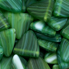 Conta de Vidro Preciosa® Ornela Triângulo Verde Branco (5500) 12mm