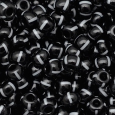 Miçanga Preciosa® Ornela Preto 4 Tiras Branco Rajado Fosco (23300) 9/0 aprox. 2,6mm