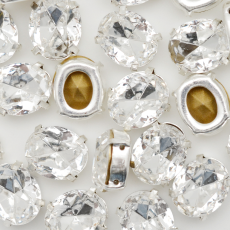 Oval Engrampado para costura Preciosa® Cristal Prateado 10x8mm
