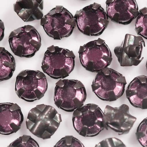 Strass Chaton Rose Engrampado Preto para costura LDI Cristais Ametista SS20  4,6mm