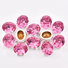 Oval Engrampado Prateado para costura Preciosa Rose 12x10mm