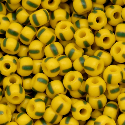 Micanga Preciosa Ornela Amarelo 4 Tiras Verde Rajado Fosco 83520 50 aprox. 4,6mm