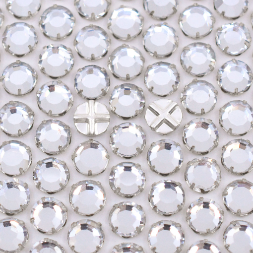 Strass Chaton Rose Engrampado para costura Prateado Collection Czech Crystal Cristal SS34  7mm