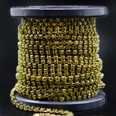 Strass em Corrente Preciosa® Olivine sem banho (228) SS12 = PP24 = 3mm