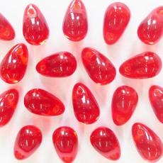 Conta de Vidro Preciosa® Ornela Gota Vermelho Claro Transparente (90060) 6x10mm