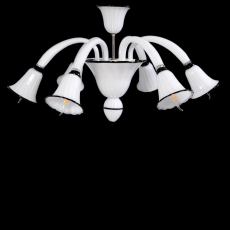 Plafon de Murano em Cristal Branco e Preto feito à mão Laguna 6 Braços Níquel