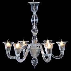 Lustre de Murano em Cristal Transparente feito à mão Laguna 6 Braços Níquel