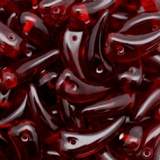 Conta de Vidro Preciosa® Ornela Folha Dentinho Vermelho Transparente (90090) 6x16mm