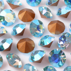 Strass Mc Chaton Optima Preciosa® art. 431 11 111 base cônica Água Bohemica Aurora Boreal SS6,5 = PP14 = 2mm