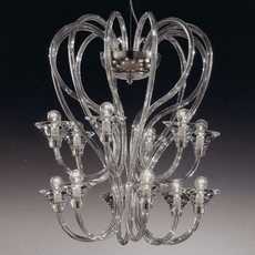 Lustre de Murano em cristal feito à mão Babylon 12 Braços Níquel