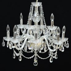 Lustre de Cristal Ipanema 12 braços Liso Níquel