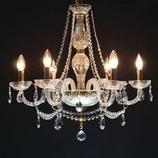 Lustre de Cristal Ipanema 6 braços torcido dourado