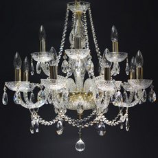 Lustre de Cristal Ipanema 12 braços torcido dourado