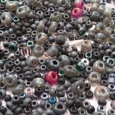 Conta de Vidro Preciosa® Ornela Murano Tons Grafite e Cinza Diversos Tamanhos