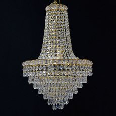 Lustre de Cristal Império Elizabeth Prisma Dourado Diâmetro 40 cm
