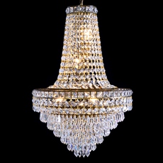 Lustre de Cristal Império Elizabeth Prisma Ouro Velho Diâmetro 40 cm