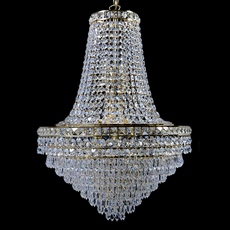 Lustre de Cristal Império Elizabeth Prisma Dourado Diâmetro 50 cm