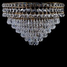 Plafon de Cristal Império Elizabeth prisma Ouro Velho diâmetro 40 cm