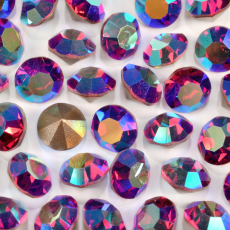 Strass Mc Chaton Preciosa® art. 431 11 111 base cônica Siam Aurora Boreal SS34 = 7mm