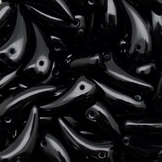 Conta de Vidro Preciosa® Ornela Folha Dentinho Preto Fosco (23980) 6x16mm