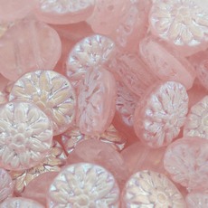 Conta de Vidro Preciosa® Ornela Redonda Flor em Relevo Rosa (70110) 14mm