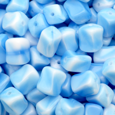 Conta de Vidro Preciosa® Ornela Retângulo Torcido Água e Branco Mesclado (07624) 11x9mm