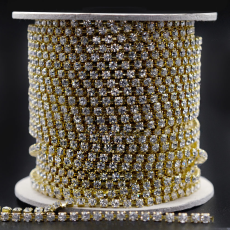 Strass em Corrente Dourado Collection Czech Crystal Cristal (00030) SS18 = 4,2mm