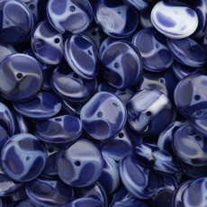 Conta de Vidro Preciosa® Ornela Bolacha Centro Azul Branco (07334) 6x12mm