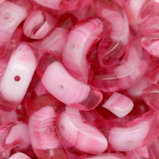 Conta de Vidro Preciosa® Ornela Meia Lua Rosa Branco Cristal Lined (7514) 15mm