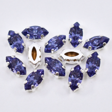 Navete Engrampado Prateado para costura Preciosa Tanzanite 8x4mm