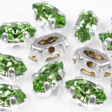Strass Navete Prateado Engrampado para costura Cristais Preciosa Peridot 6x3mm