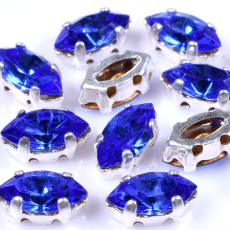 Strass Navete Prateado Engrampado para costura Cristais Preciosa Safira 6x3mm