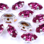 Strass Navete Engrampado para costura Preciosa Fuchsia Prateado 6x3mm