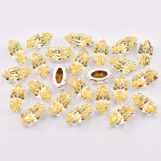 Strass Navete Engrampado Prateado para costura Preciosa Jonquil 10x5mm