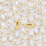 Strass Navete Engrampado Supreme para costura Cristal Dourado 15x7mm