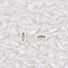 Strass Navete Engrampado Prateado Supreme para costura Cristal  10x5mm