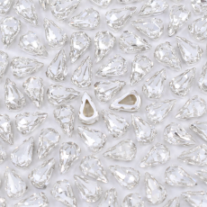 Strass Gota Engrampado Prateado para costura Supreme Cristal 13x7,8mm
