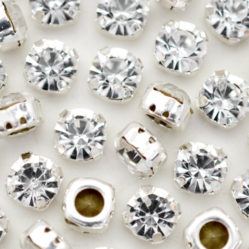 Strass Engrampado Supreme para costura Cristal Prateado SS30  6,4mm