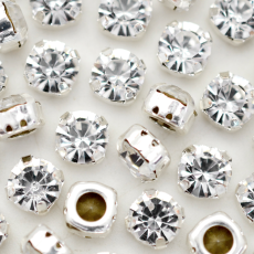 Strass Engrampado Supreme para costura Cristal Prateado SS30  6,4mm