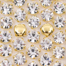 Strass Engrampado para costura Supreme Cristal Dourado SS38  8mm