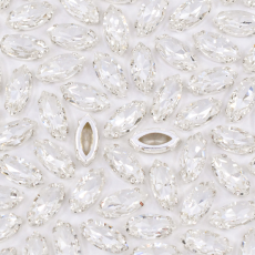 Strass Navete Engrampado Prateado para costura Supreme Cristal 10x5mm