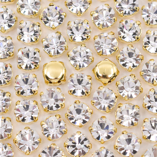 Strass Engrampado Supreme para costura Cristal Dourado SS16  3,80mm